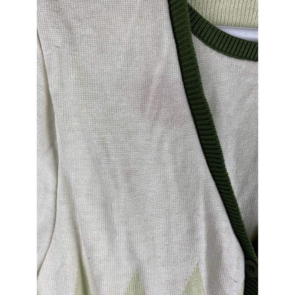 Alfred Dunner Women's Sz M Green White Layered Argyle Short Sleeve Sweater Top - Picture 3 of 10